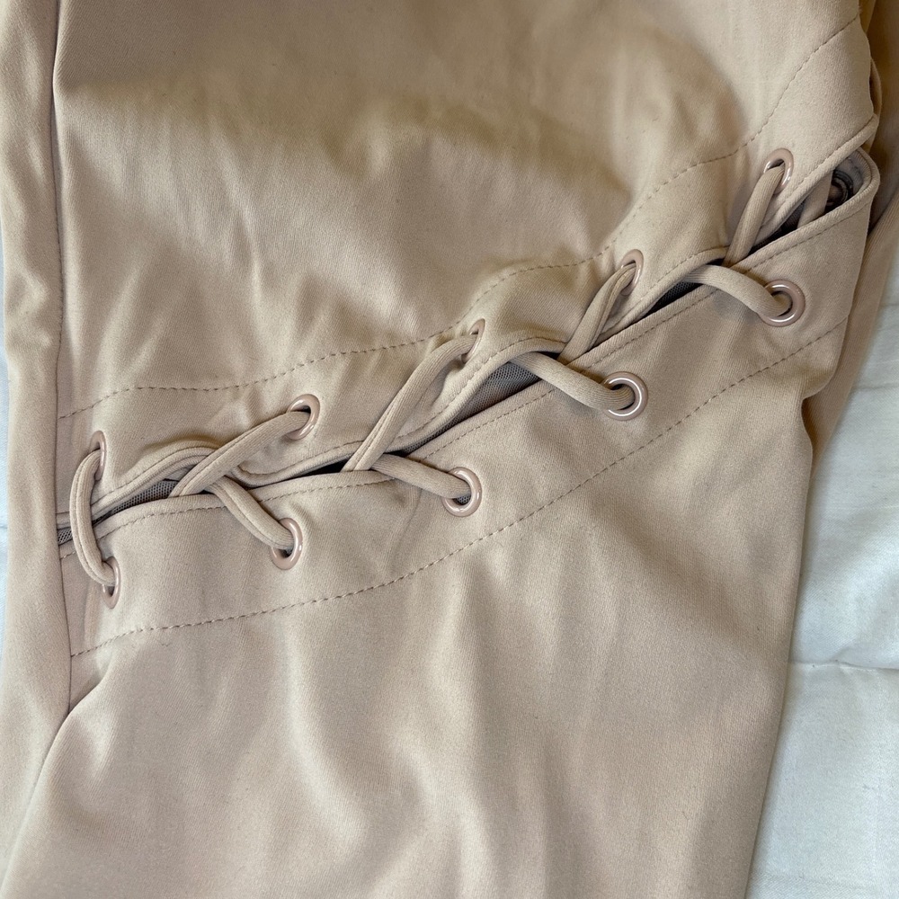 Carbon38 Women Tan Lace Up High Rise Leggings Size M Polyamide Blend Activewear - Picture 8 of 9